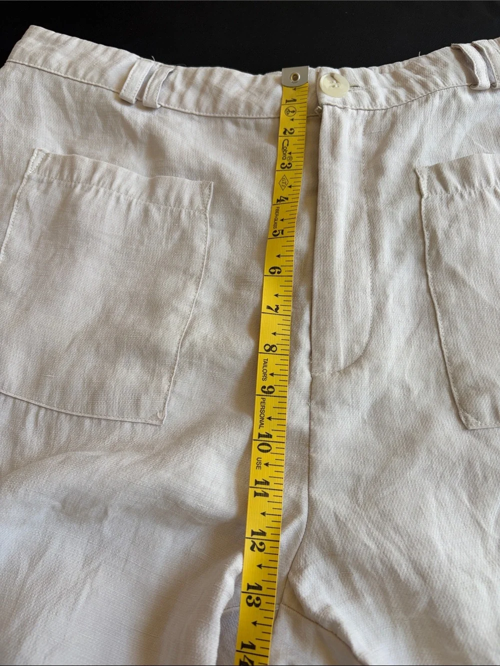 Zara Linen Blend Wide Leg Cropped Pants XL Beige Neutral Coastal